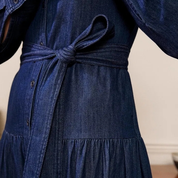 Boden Denim Ellen Tiered Shirt Dress Size 6R - Picture 4 of 12